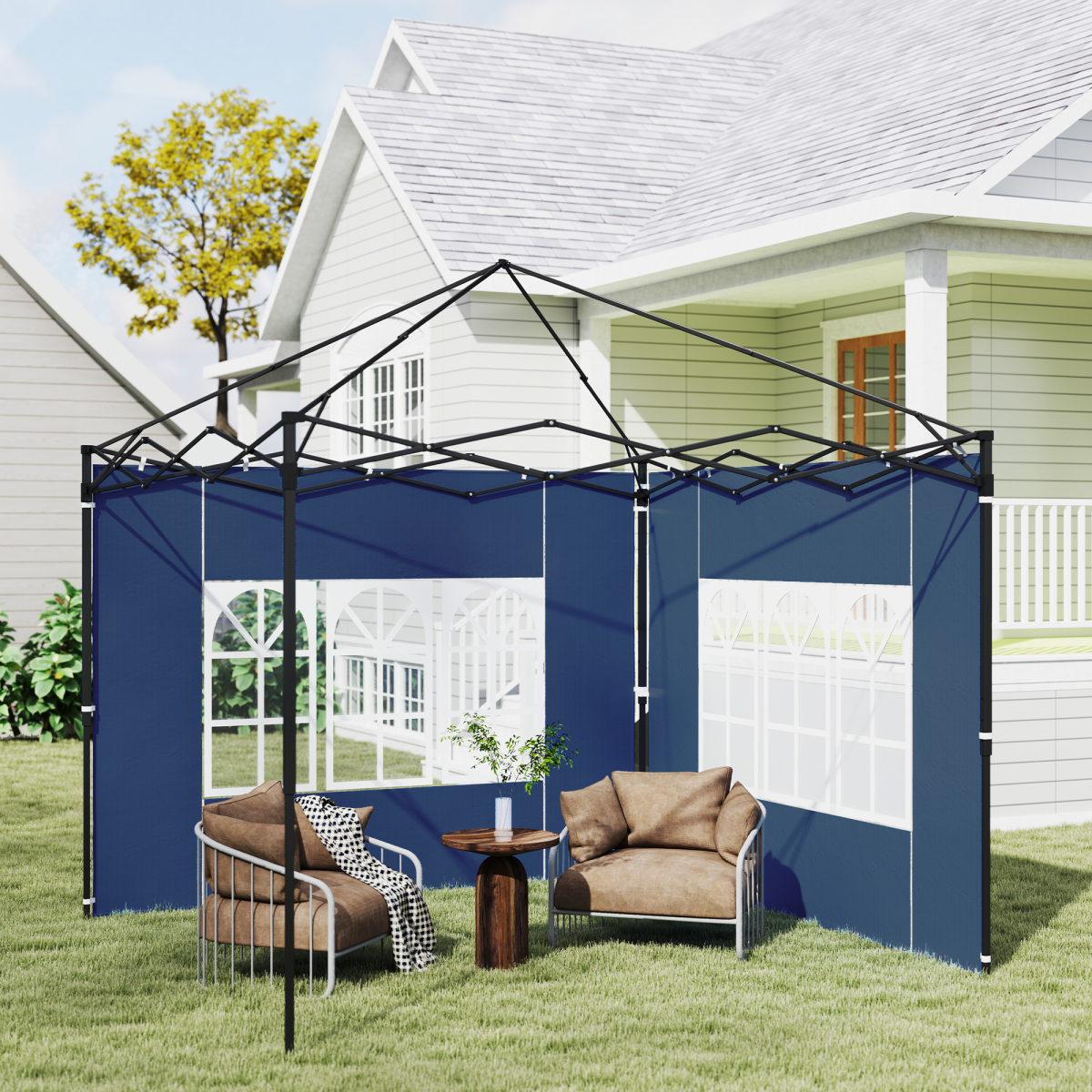 Outsunny 2-Pack Blue Gazebo Side Panels for 3x3m/3x6m Canopy