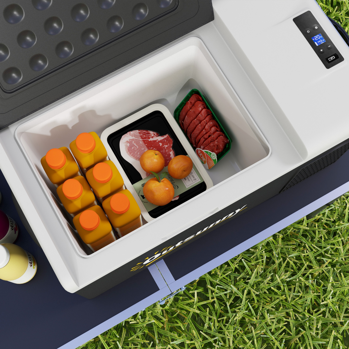 Outsunny 16L Portable Car Fridge Freezer, 12/24V DC & 100-240V AC