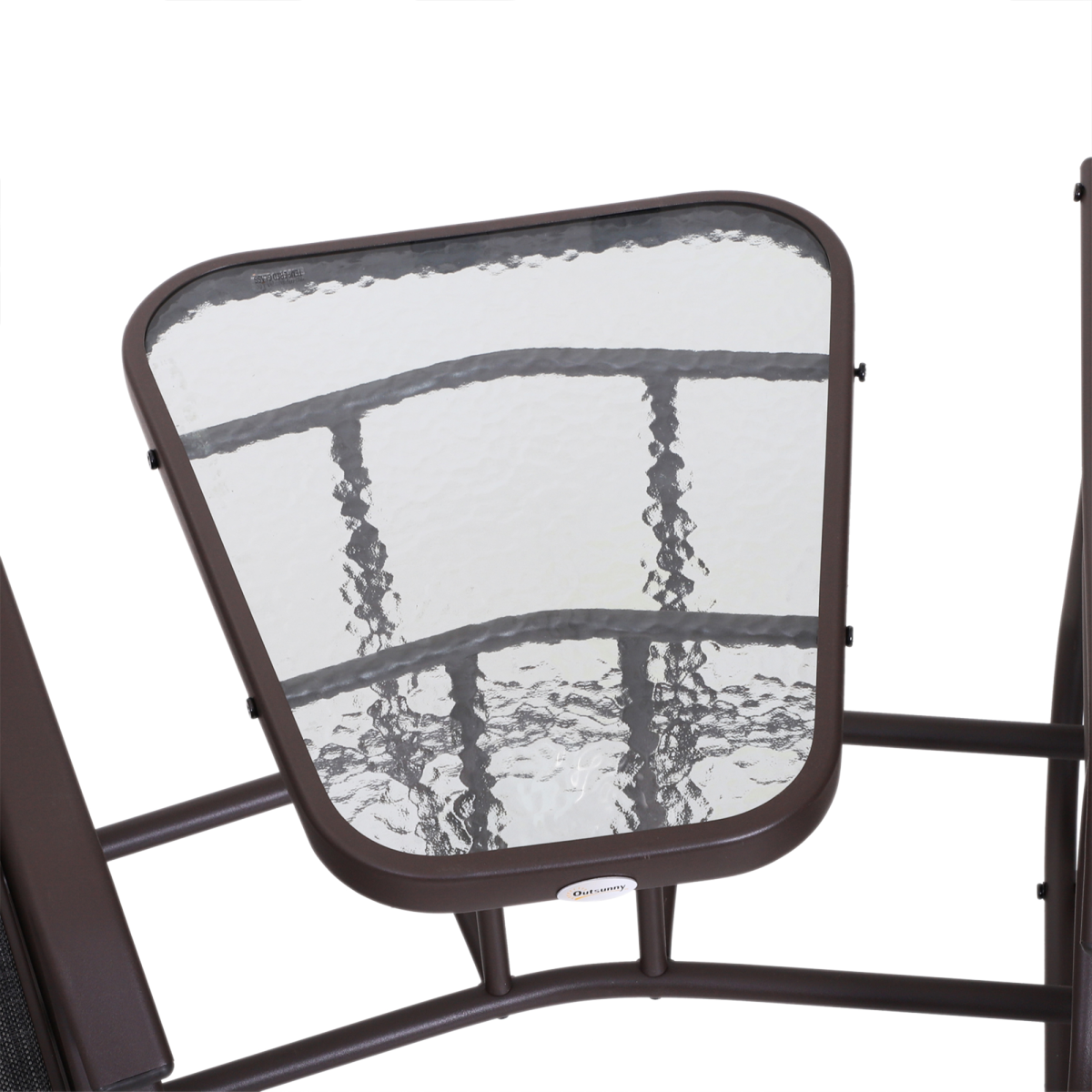 Outsunny Double Glider Chairs with Glass Table, High Back