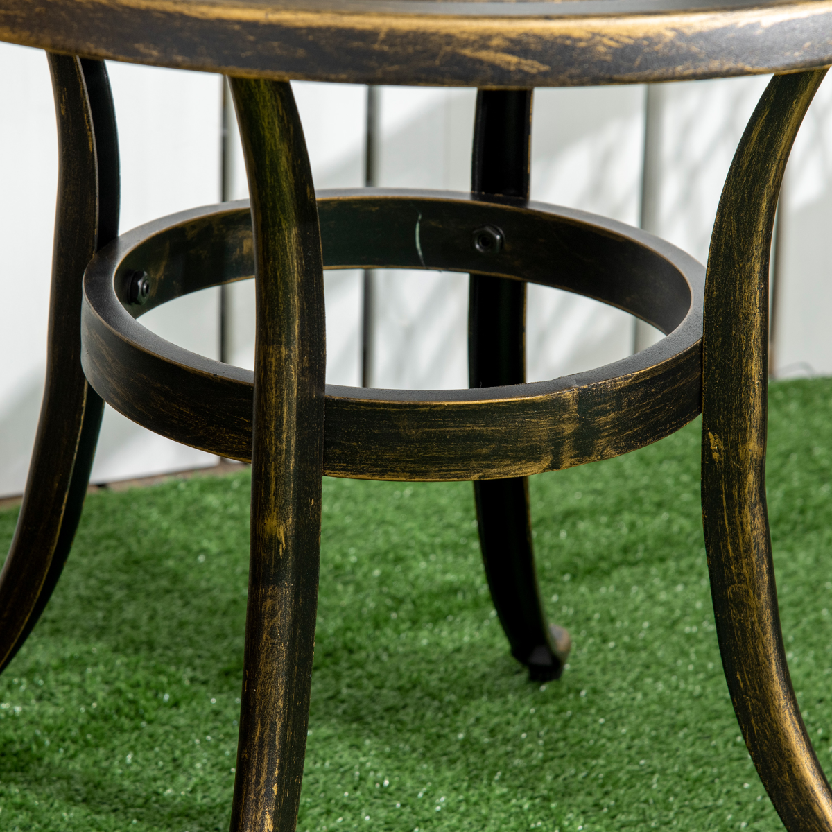 Outsunny 60cm Round Hollow Top Design Side Table with Cast Aluminum Frame