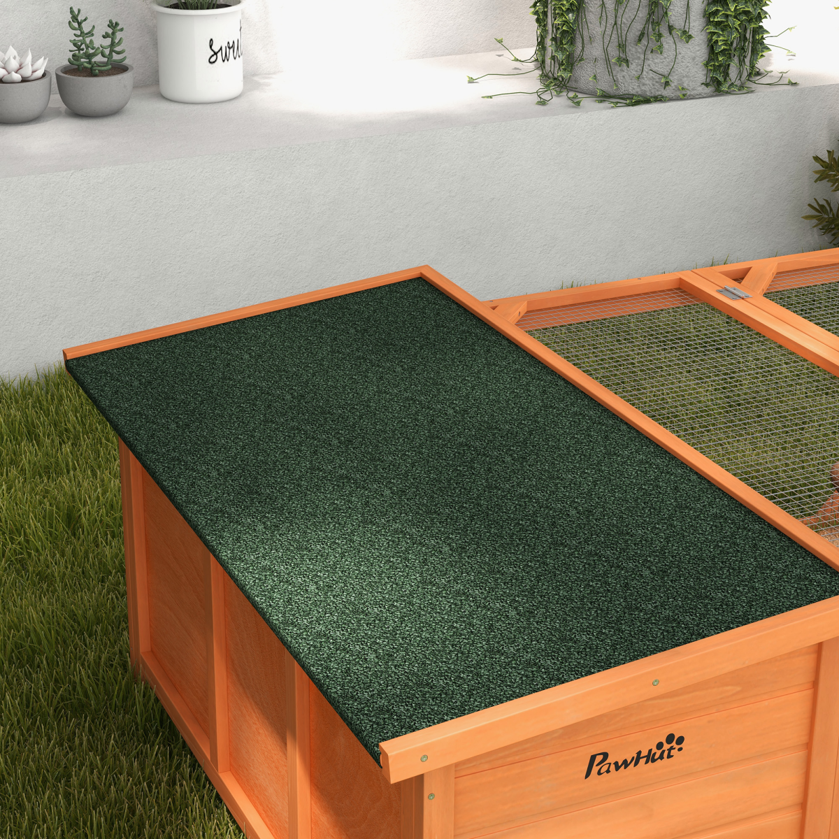 Wooden Rabbit Hutch with Run for Small Animals, 125.5 x 100 x 49 cm