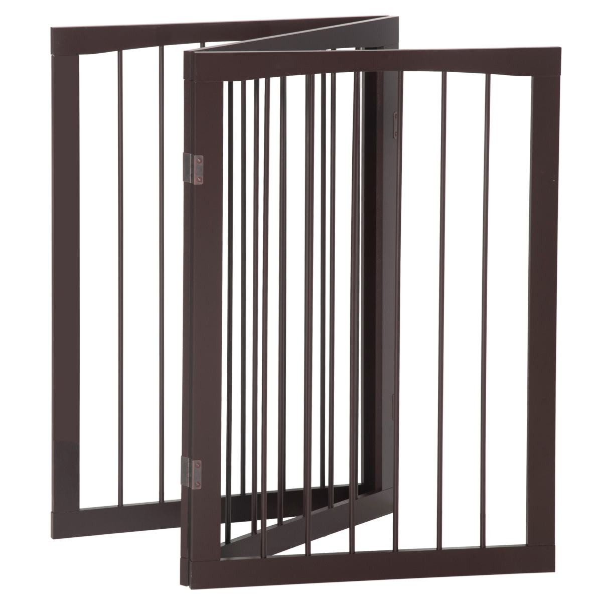PawHut Folding Free Standing Hardwood Pet Gate for Small Dogs, Portable Indoor Dog Fence