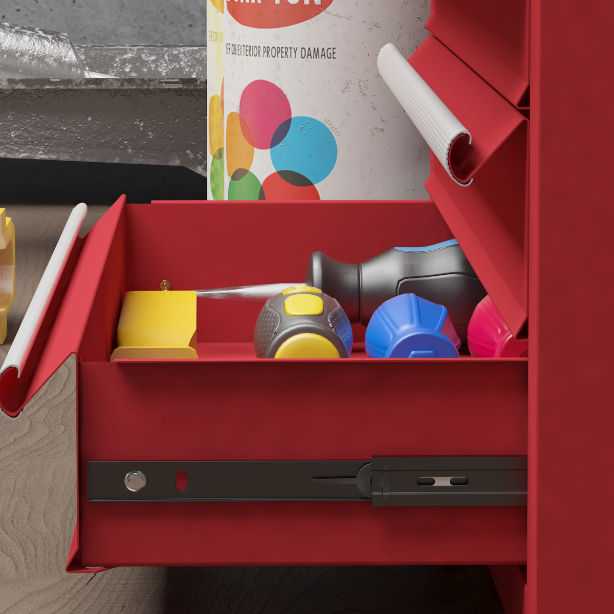 DURHAND Lockable 4-Drawer Steel Tool Chest with Ball-Bearing Slides
