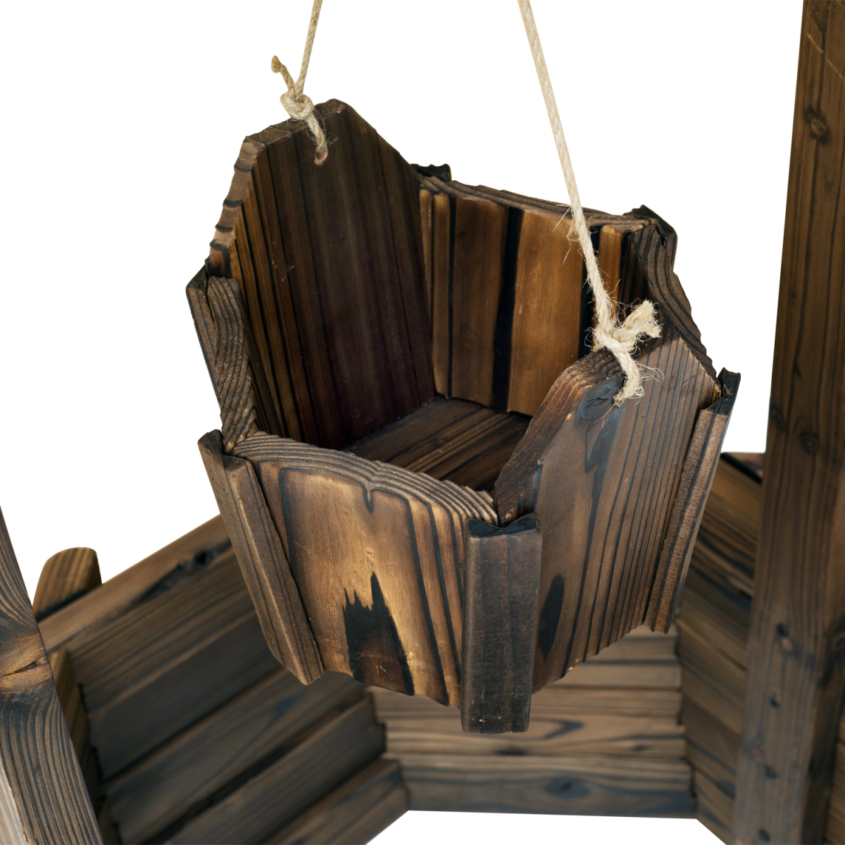 Outsunny Wishing Well Planter Bucket, Brown, 60 x 55 x 114 cm