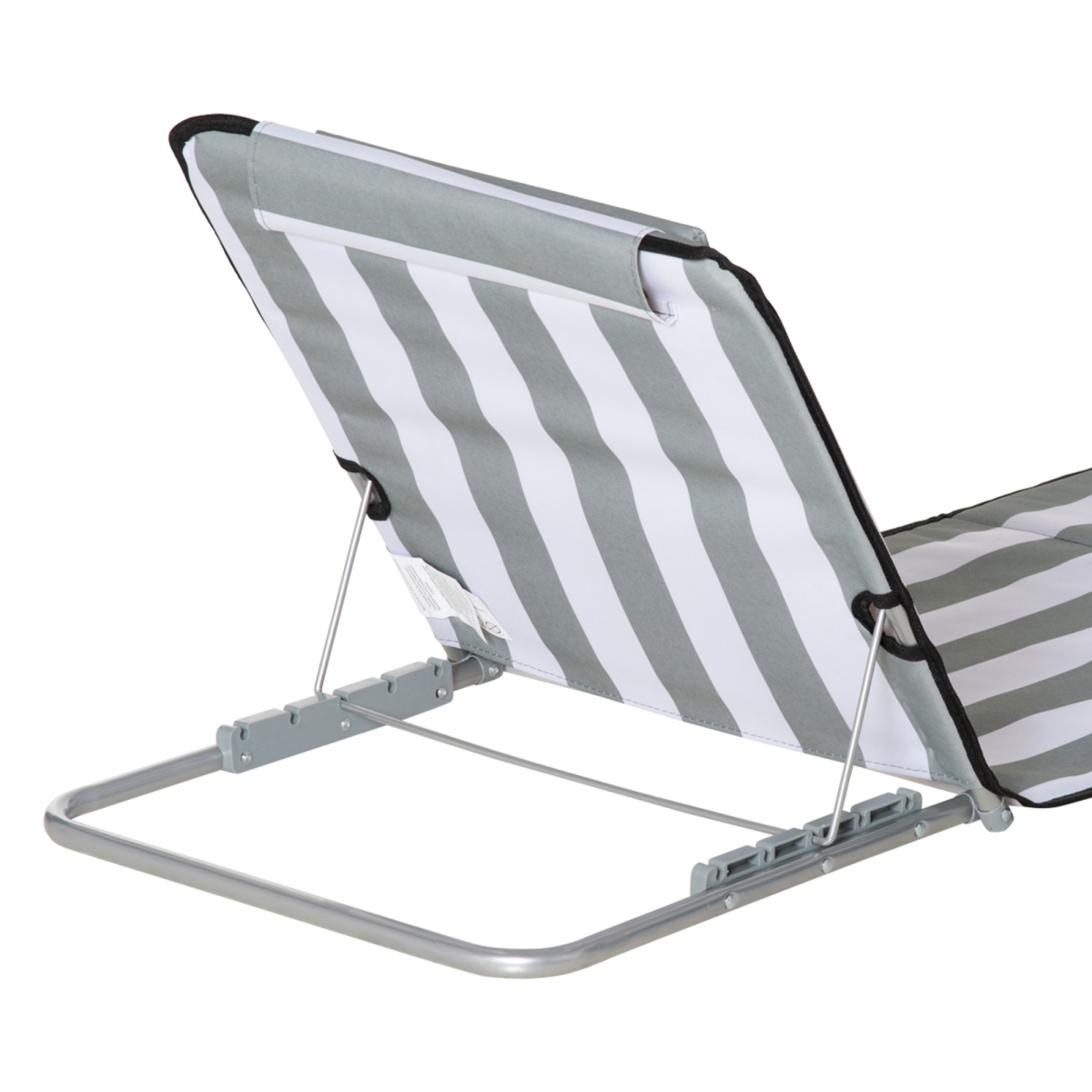Outsunny 2-Piece Steel Reclining Beach Lounger Set with Pillow, Grey
