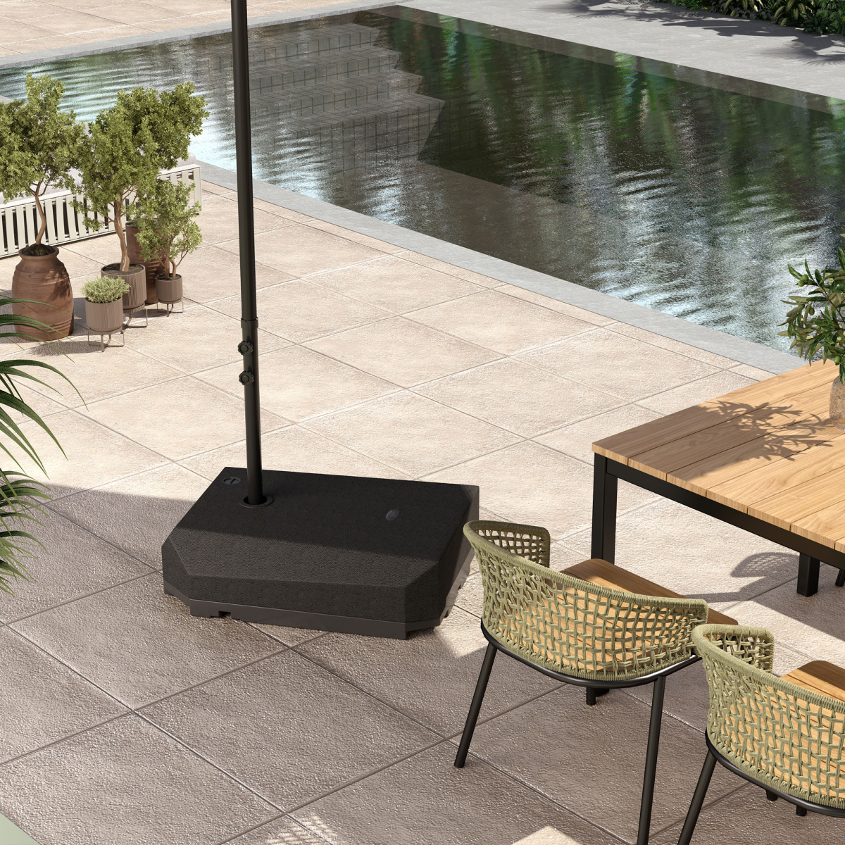 Outsunny Cantilever Parasol Base for Banana Parasol w/ Wheels Water Sand Filled