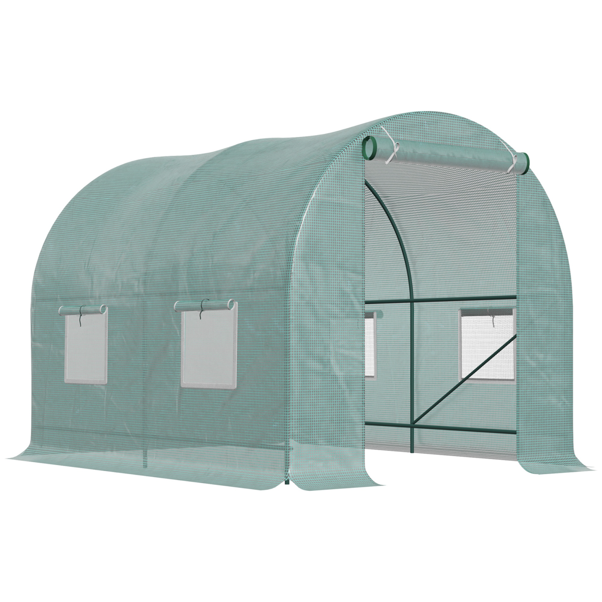 Walk-In Tunnel Greenhouse Kit, Heavy-Duty Greenhouse with Roll-Up Zipper Doors and Mesh Windows, 8.2 x 6.6 x 6.6 ft