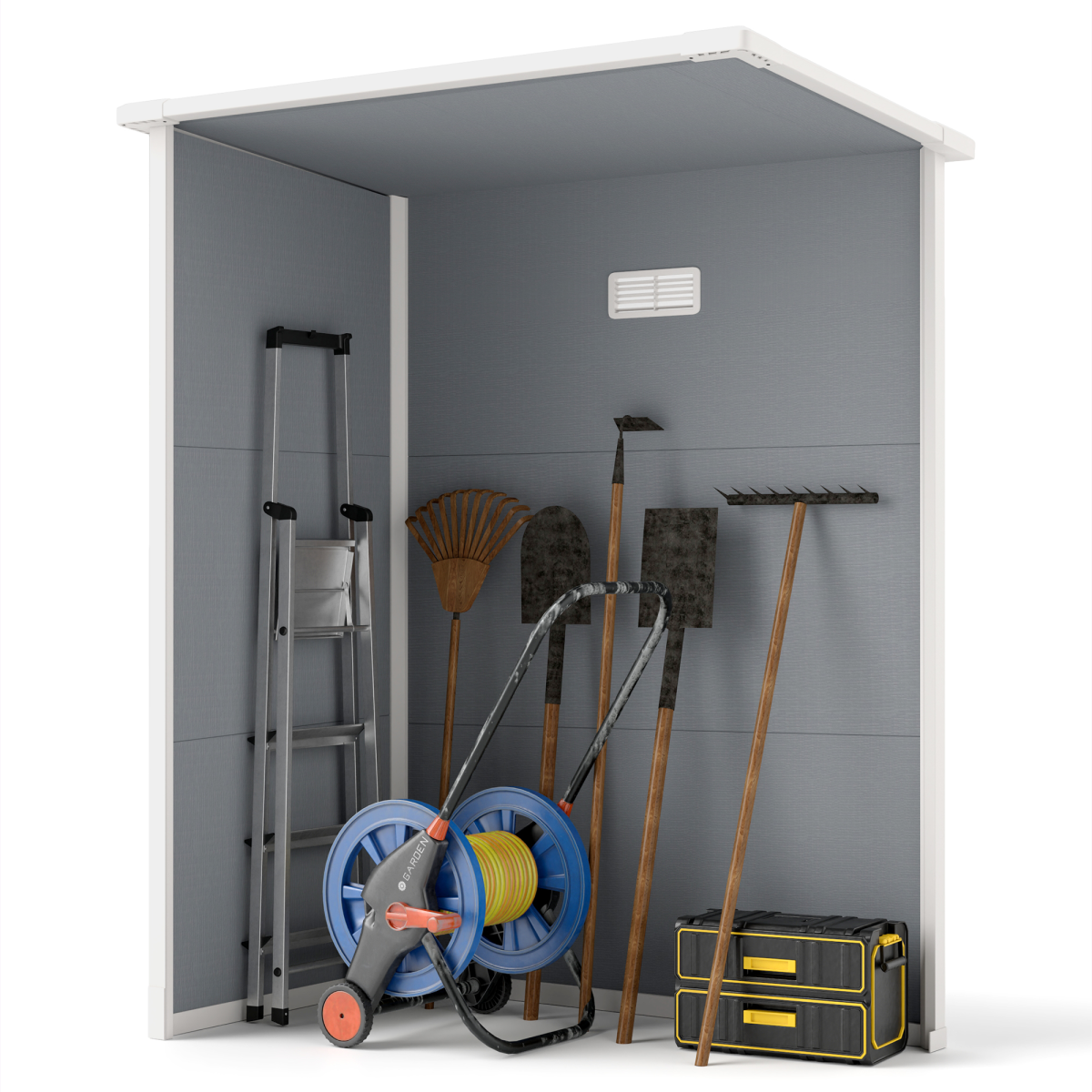 Outsunny Grey 5' x 3' Garden Shed with Floor, Lockable Door, Window & Vent
