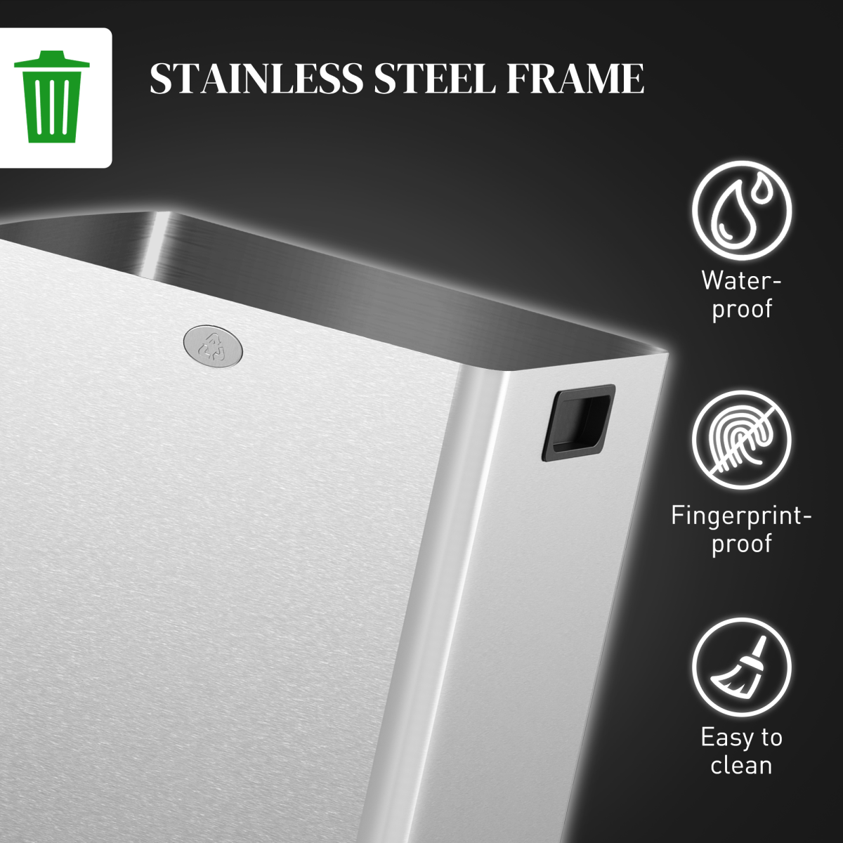 HOMCOM 2 x 20L Stainless Steel Dual Pedal Bin, Silver