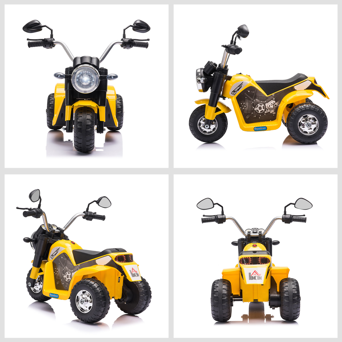 Kids 6V Electric Ride-On Motorcycle, Yellow, 18-36 Months