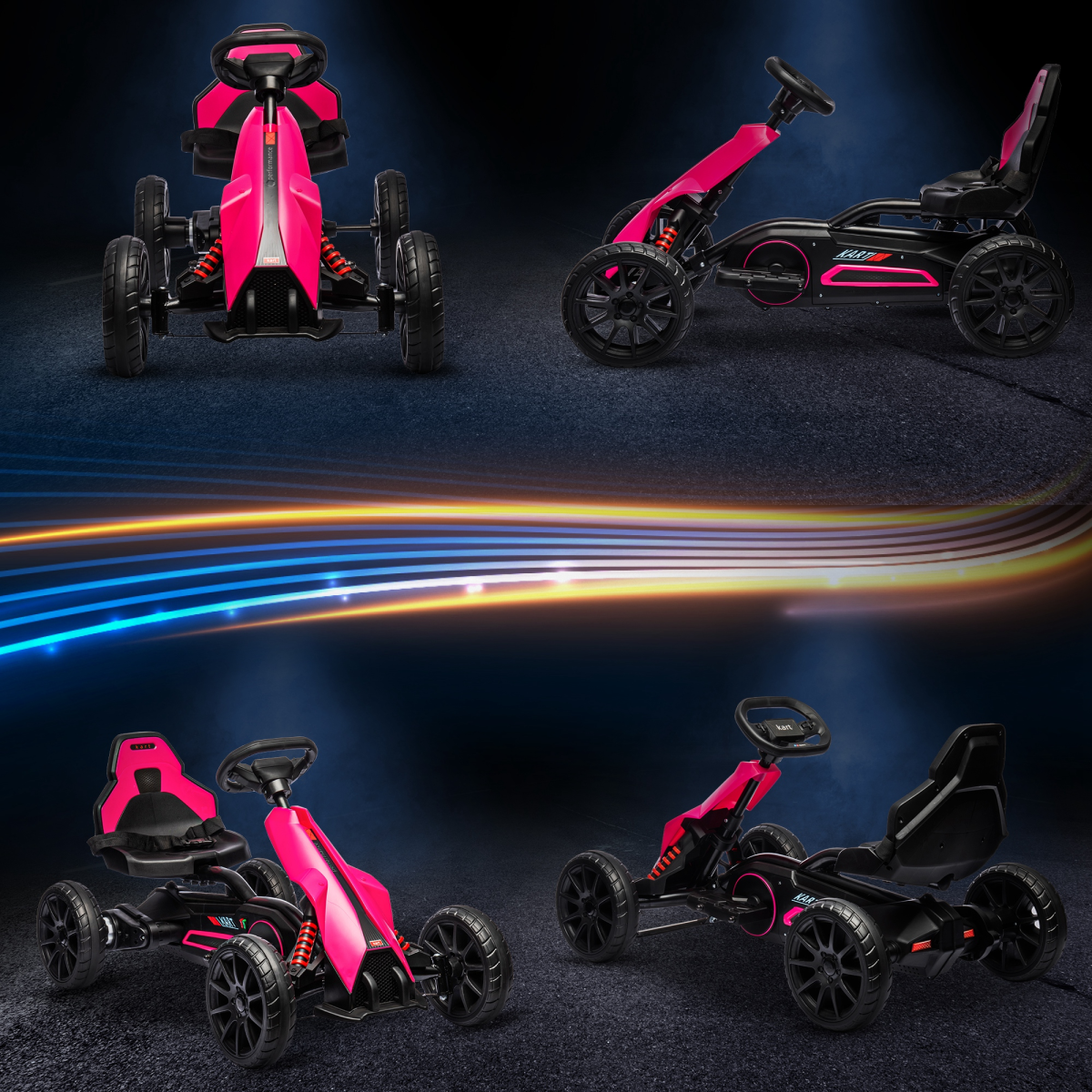 HOMCOM 12V Electric Go Kart, Forward/Reverse, 2 Speeds, Ages 3-8, Pink