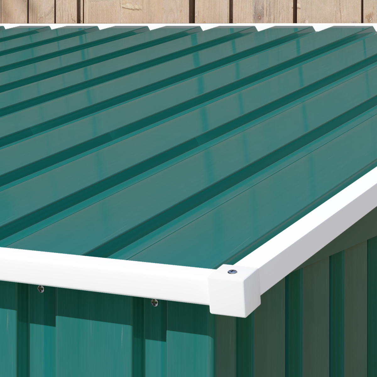 Outsunny 7 x 5FT Green Lean-To Galvanised Steel Garden Shed with Foundation