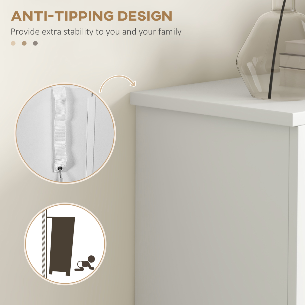 HOMCOM Modern Shoe Cabinet with 2 Flip Drawers, Adjustable Shelves, White
