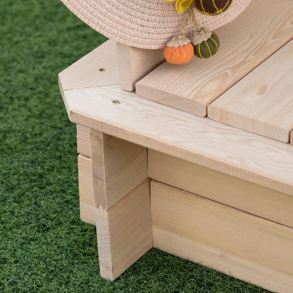 Outsunny Kids Wooden Sandpit with Adjustable Canopy and Benches