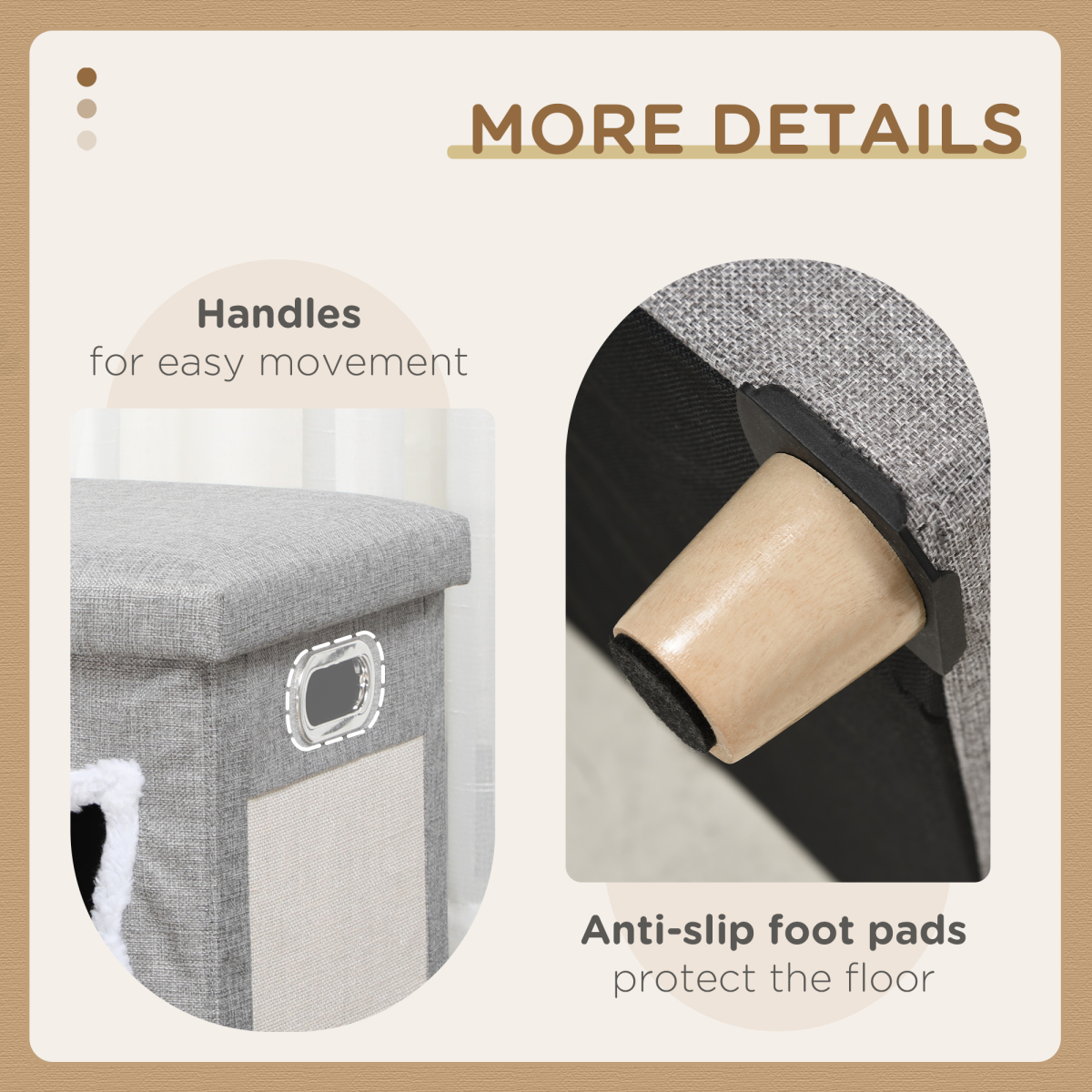 PawHut 2-in-1 Cat Bed Ottoman with Scratching Pad, Cushion & Handle