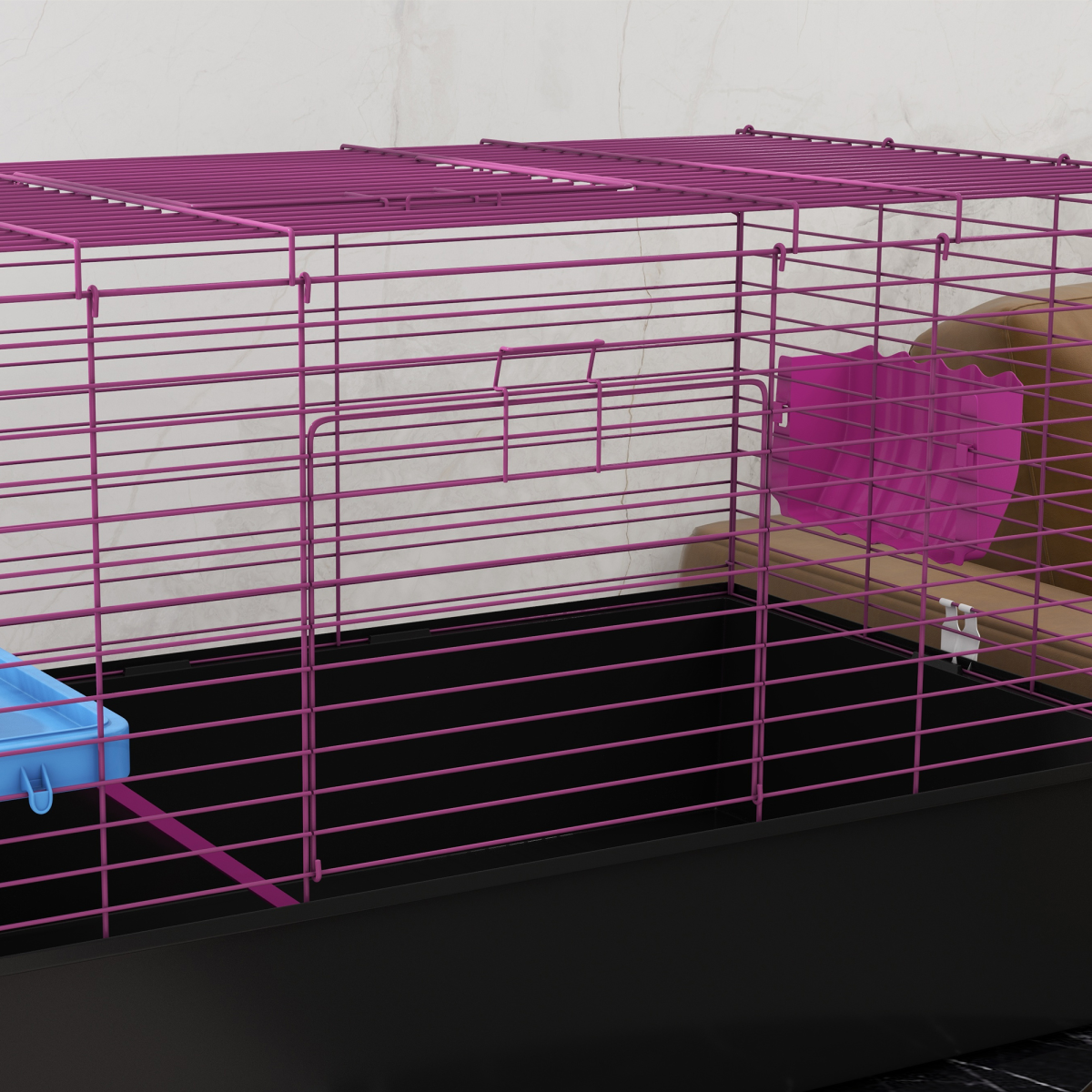 PawHut Small Animal Cage for Rabbits, Guinea Pigs & More, Black