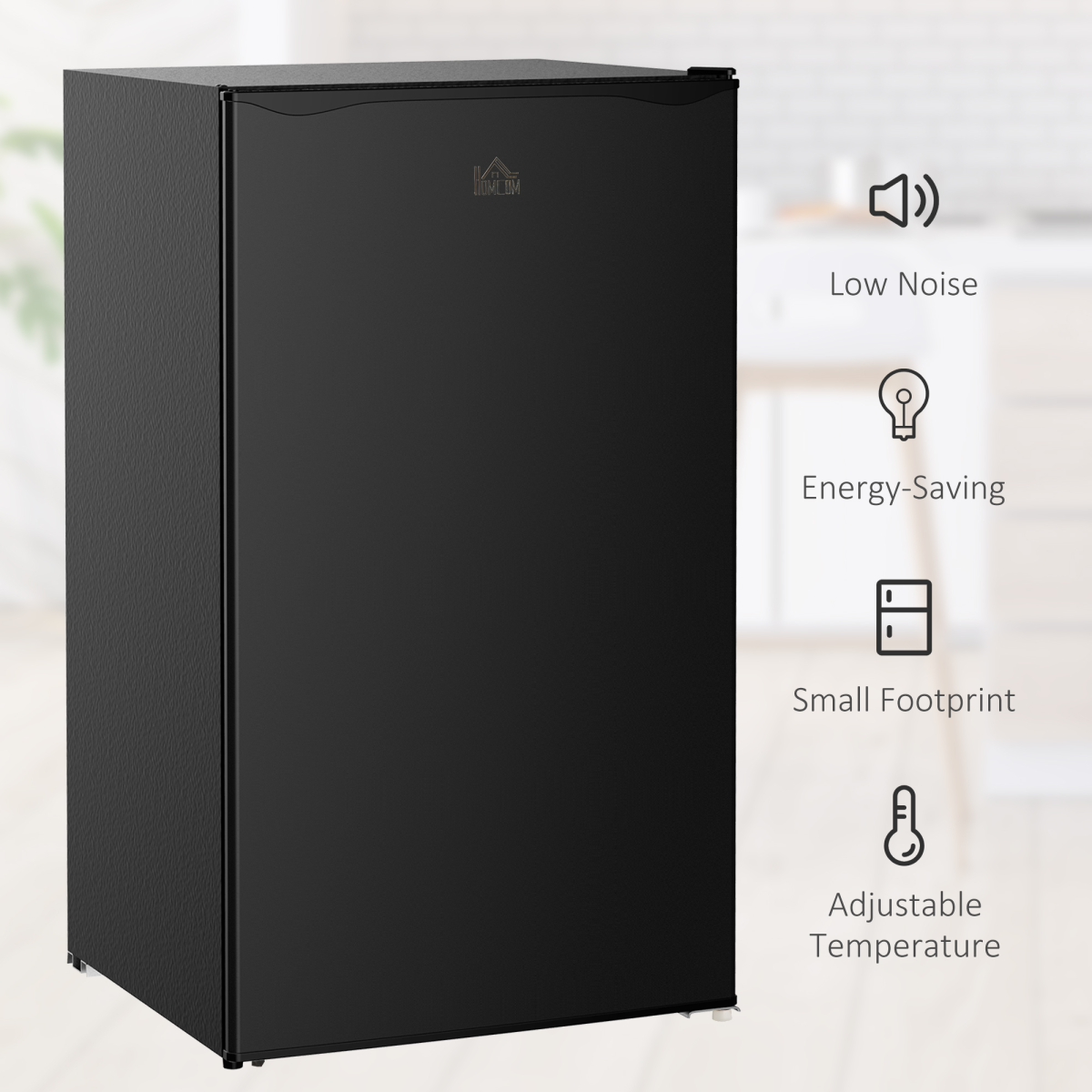 HOMCOM 91L Freestanding Under Counter Fridge with Chiller Box, Reversible Door, Black