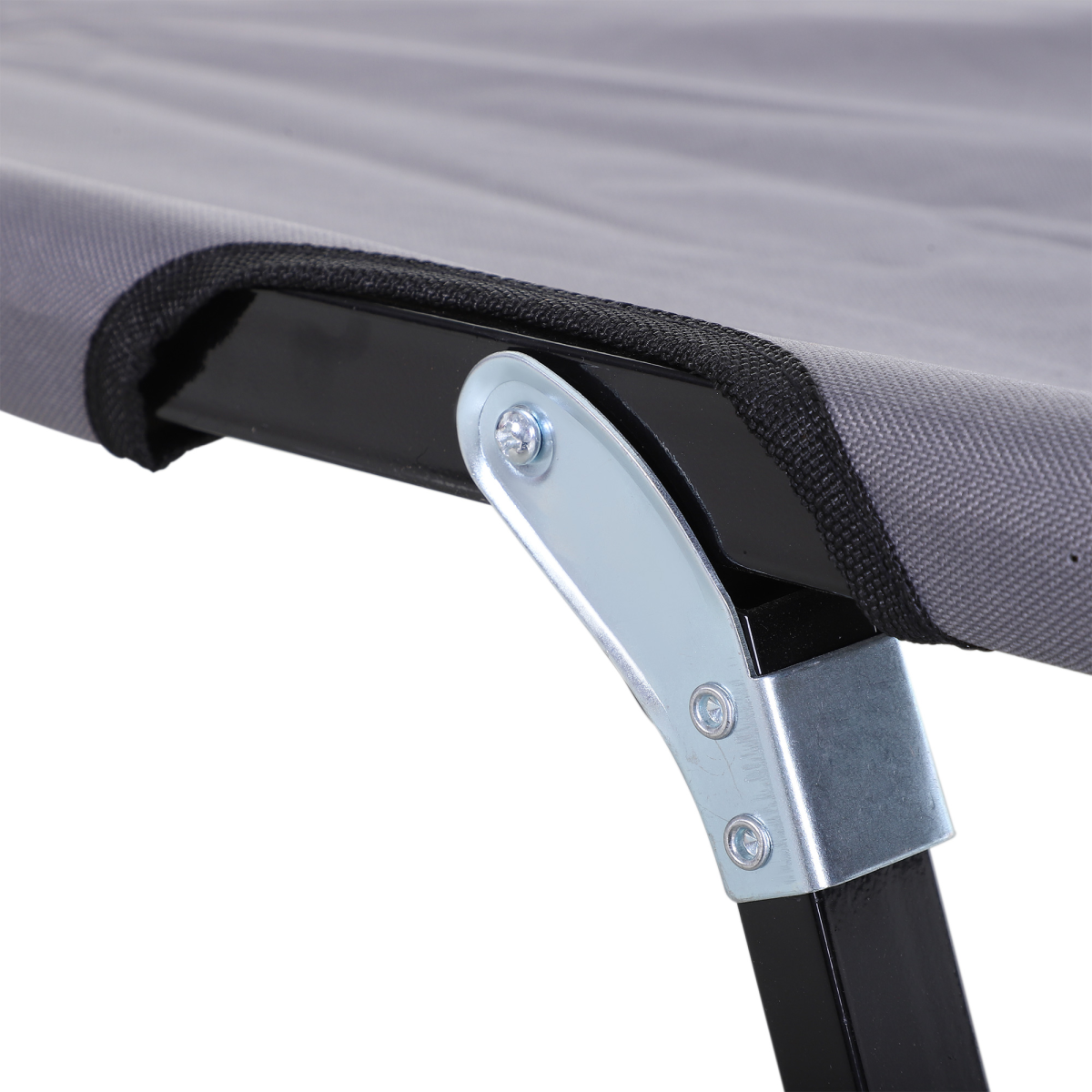 Outsunny Double Camping Folding Cot, Portable Outdoor Folding Sunbed with Carry Bag, Grey