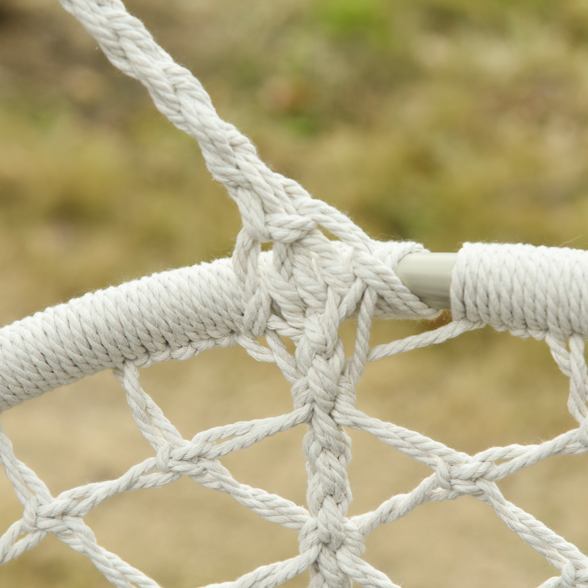 Outsunny Hanging Hammock Chair, Cotton Rope Macrame Swing with Metal Frame, Large 2-Seater, Cream White
