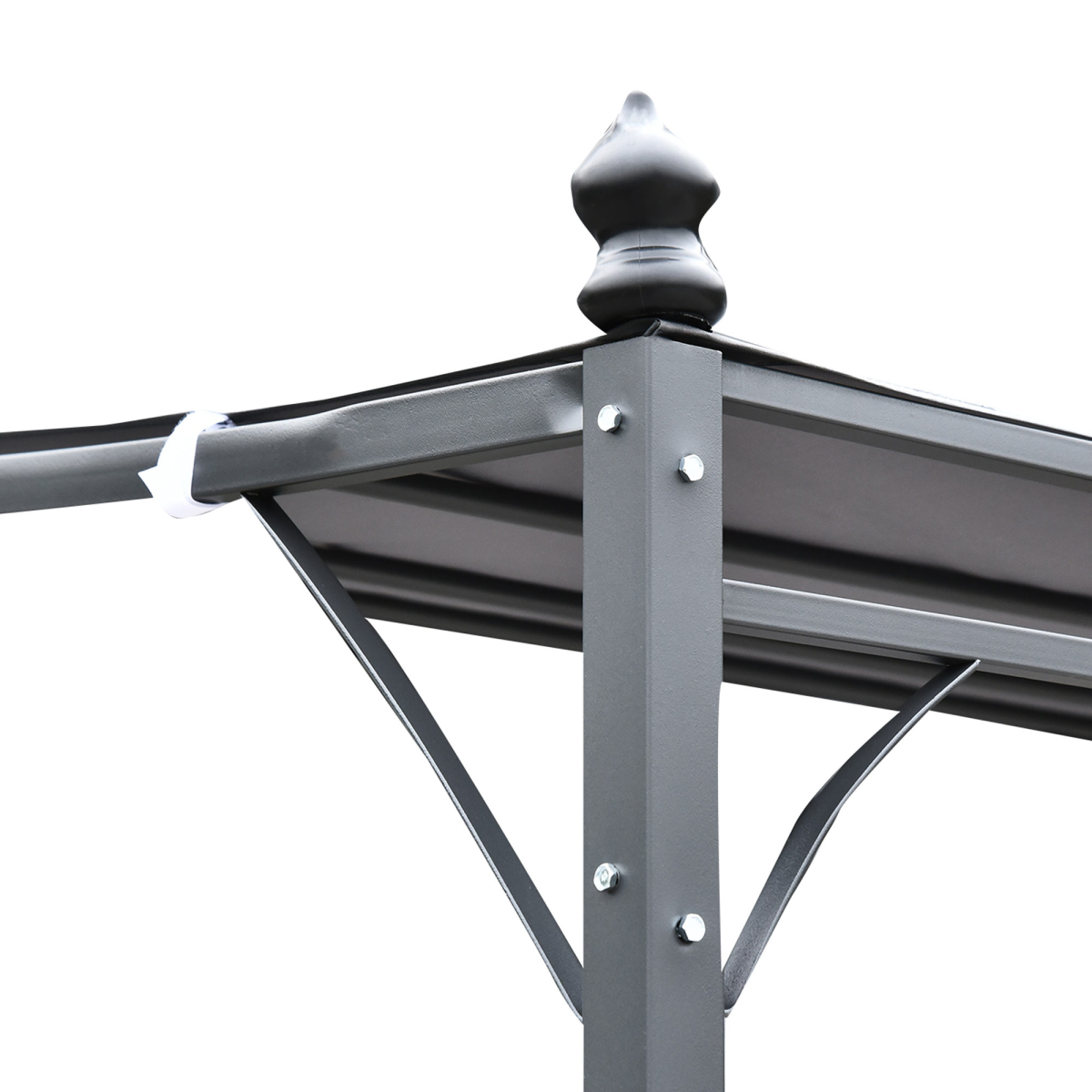 Outsunny 4x3m Grey Metal Wall Gazebo with 180gsm Polyester Canopy
