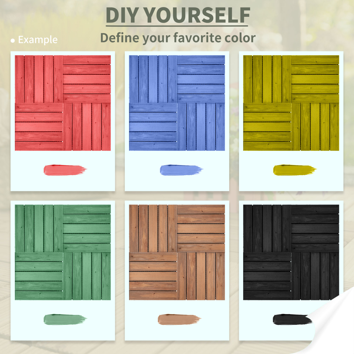 Outsunny 27-Piece Solid Wood Interlocking Deck Tiles DIY Flooring Set
