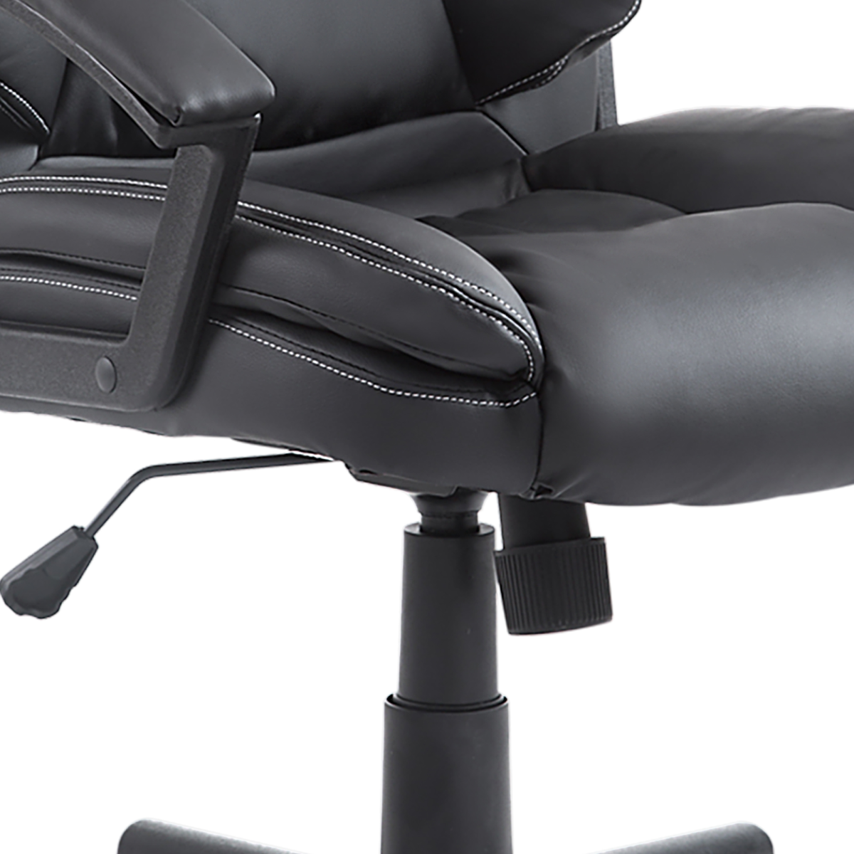 Swivel Executive Office Chair, Mid Back PU Leather, Black, with Arm