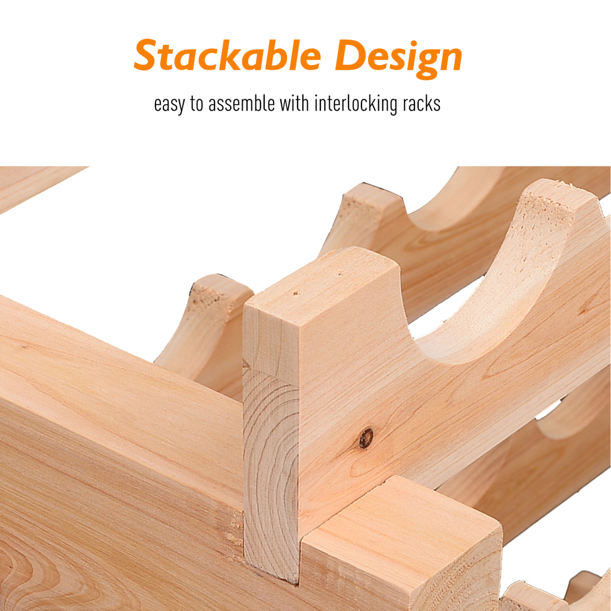HOMCOM Wooden 72-Bottle 6-Tier Stackable Standing Wine Rack Shelf Storage Holder