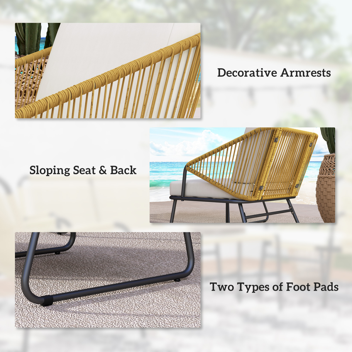Outsunny 4-Piece Rattan Garden Furniture Set with Cushions and Table