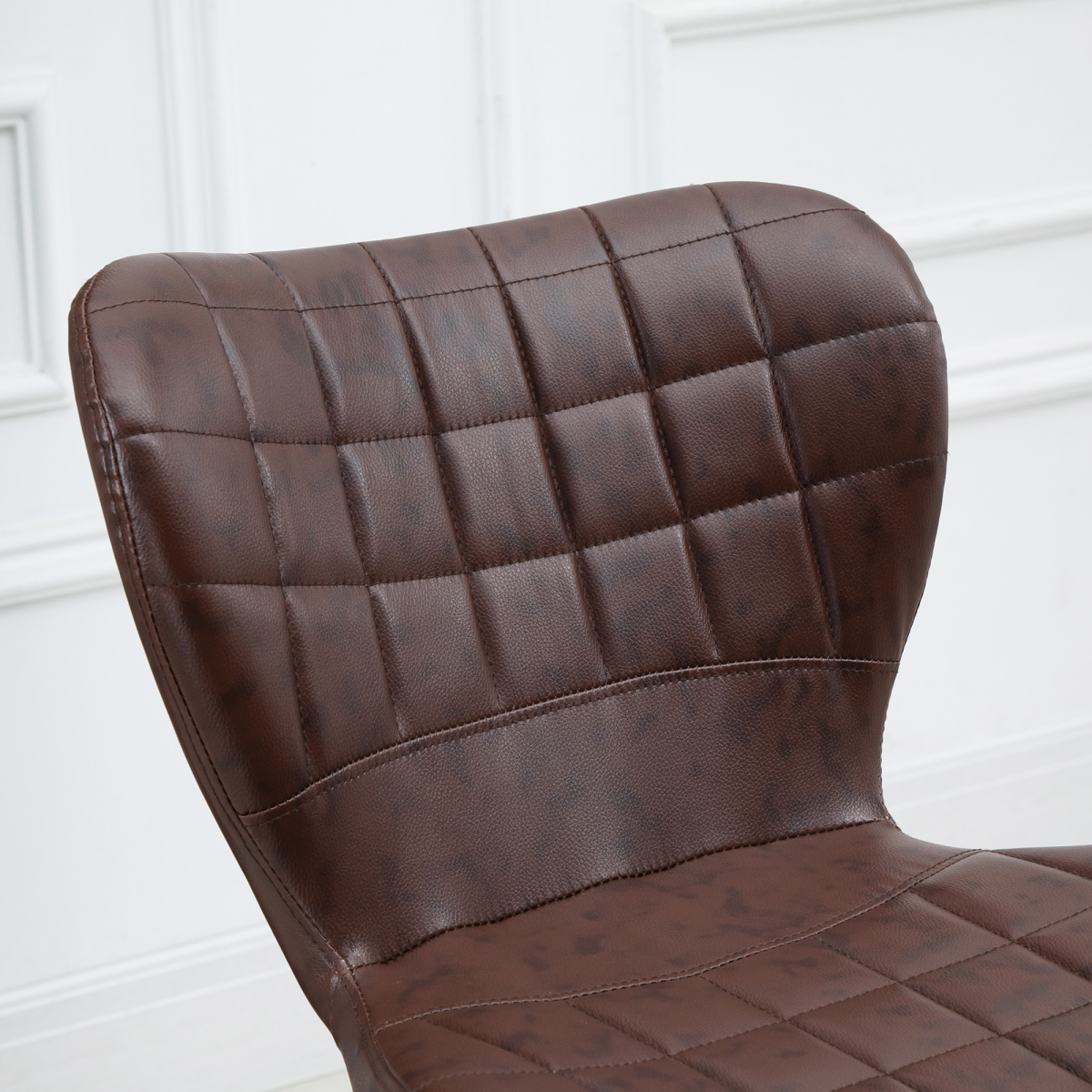 HOMCOM Set of 2 Adjustable Height Swivel Bar Stools with Backrest, PU Leather, Brown