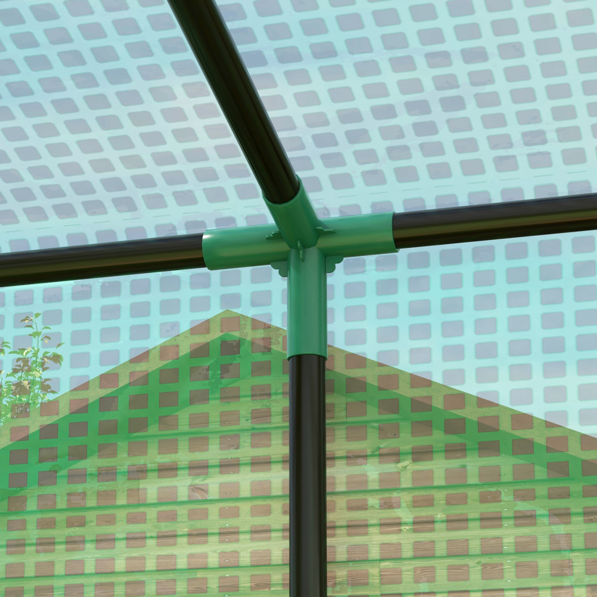 Outsunny Lean-to Walk-In Greenhouse with Roll-Up Door and Mesh Windows, 196 cm