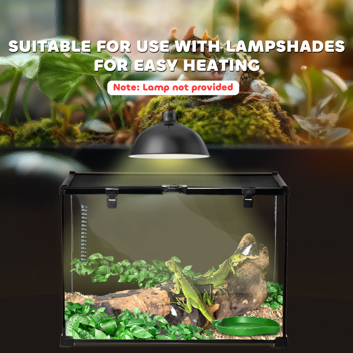 PawHut 50 x 30 x 35 cm Reptile Terrarium, Lockable Wire Mesh, Full-View, Black, for Lizards, Horned Frogs, Snakes
