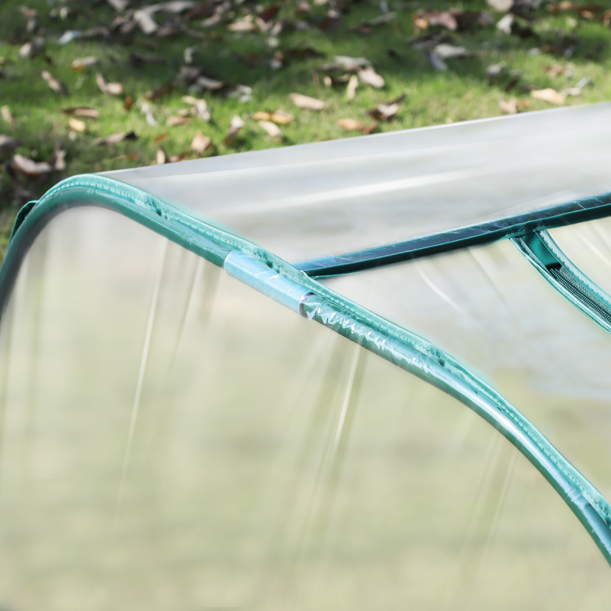 Outsunny Mini Tunnel Greenhouse 395 x 100 cm Steel Frame with Clear Cover and Zipper Doors