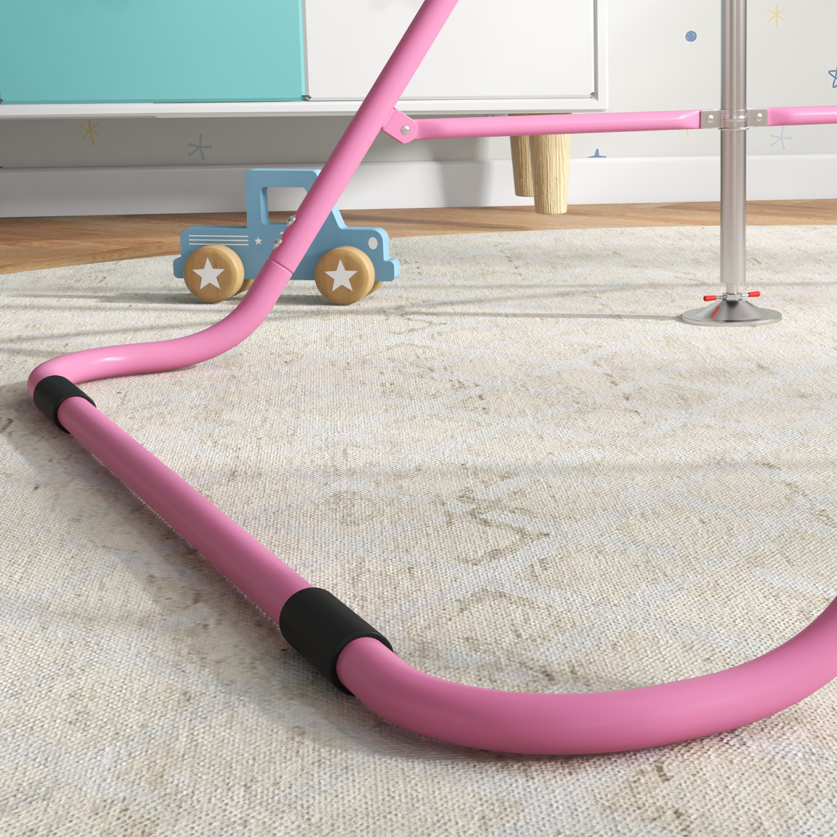 HOMCOM Kids Gymnastic Bar, Adjustable & Foldable Training Bar, Pink