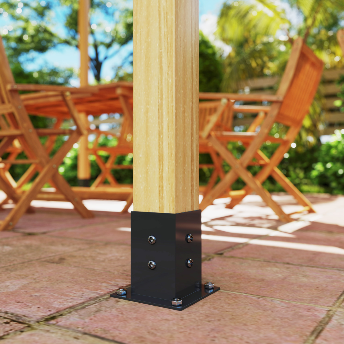 Outsunny Metal Pergola Kit with 3-Way Corner Brackets for 92mm Lumber