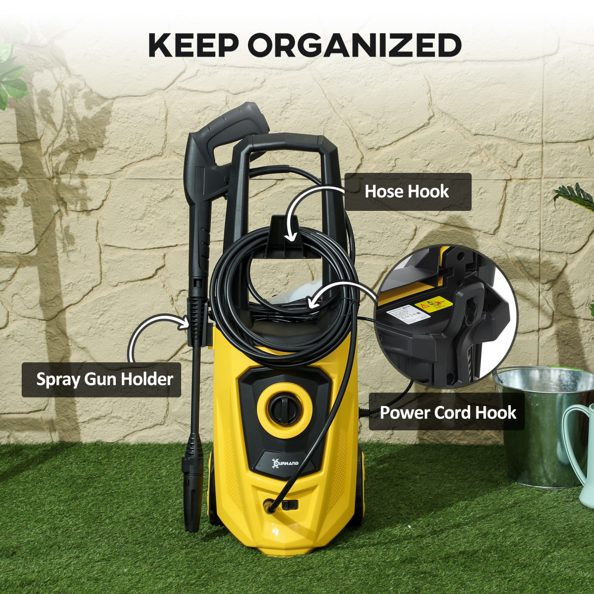 DURHAND 1800W Electric Pressure Washer, 150 Bar, 510 L/h