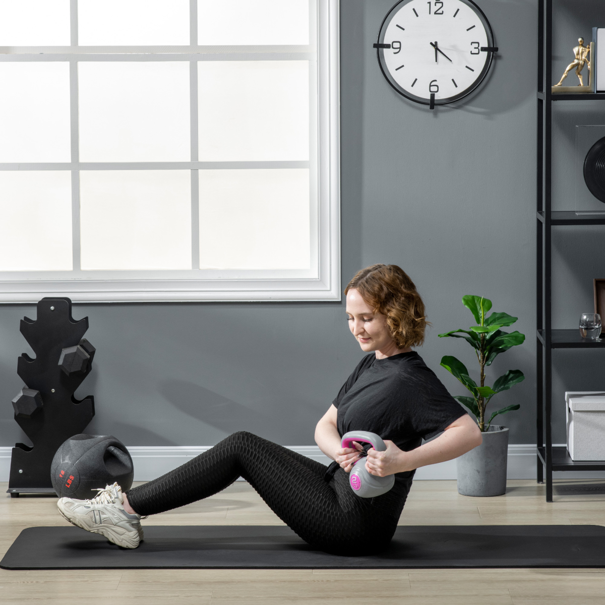 SPORTNOW 2kg Pink & Grey Kettlebell with Wide Handle for Home Gym