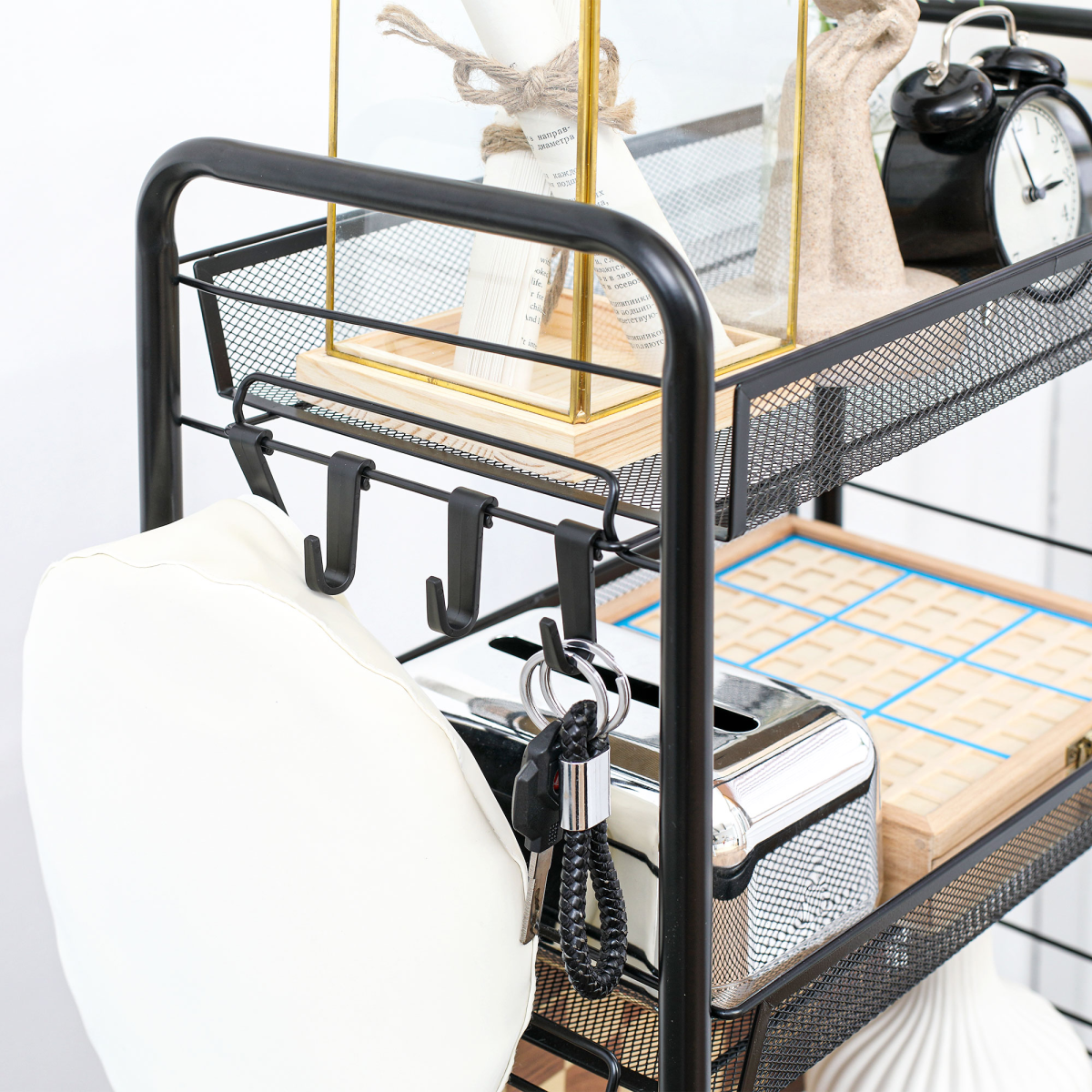 HOMCOM 5-Tier Rolling Utility Cart with Removable Mesh Baskets, Black