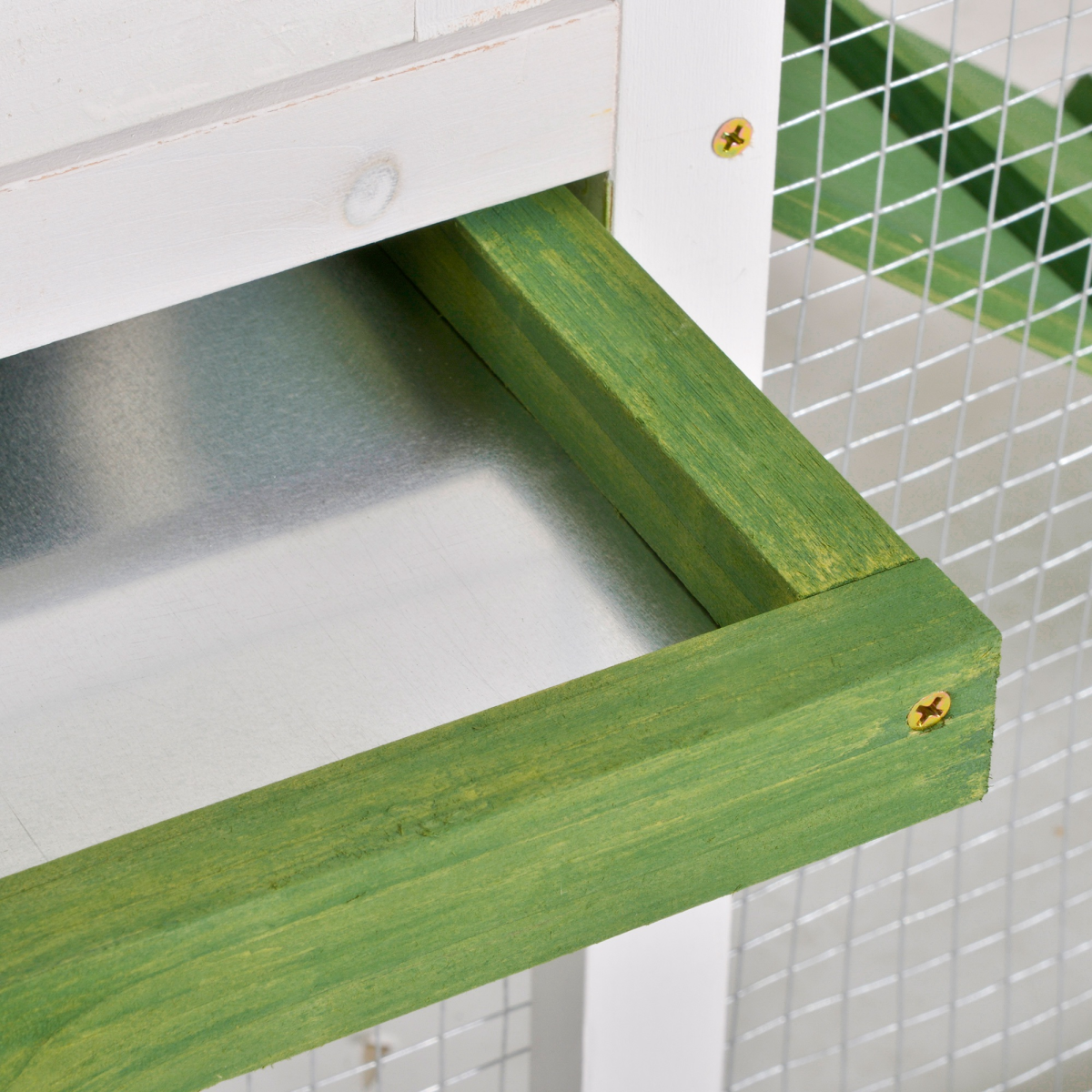 PawHut Wooden Rabbit Hutch Bunny Cage with Pull-Out Tray, Run and Ramp, Green