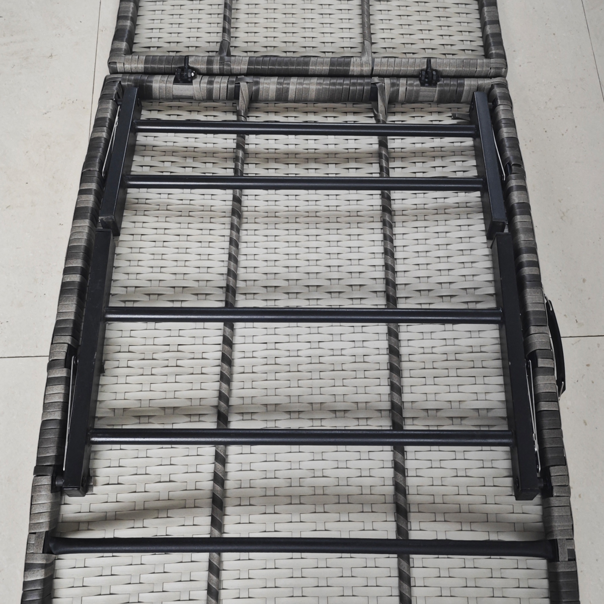 Outsunny Grey Folding Rattan Sun Lounger with Cushion & Pillow