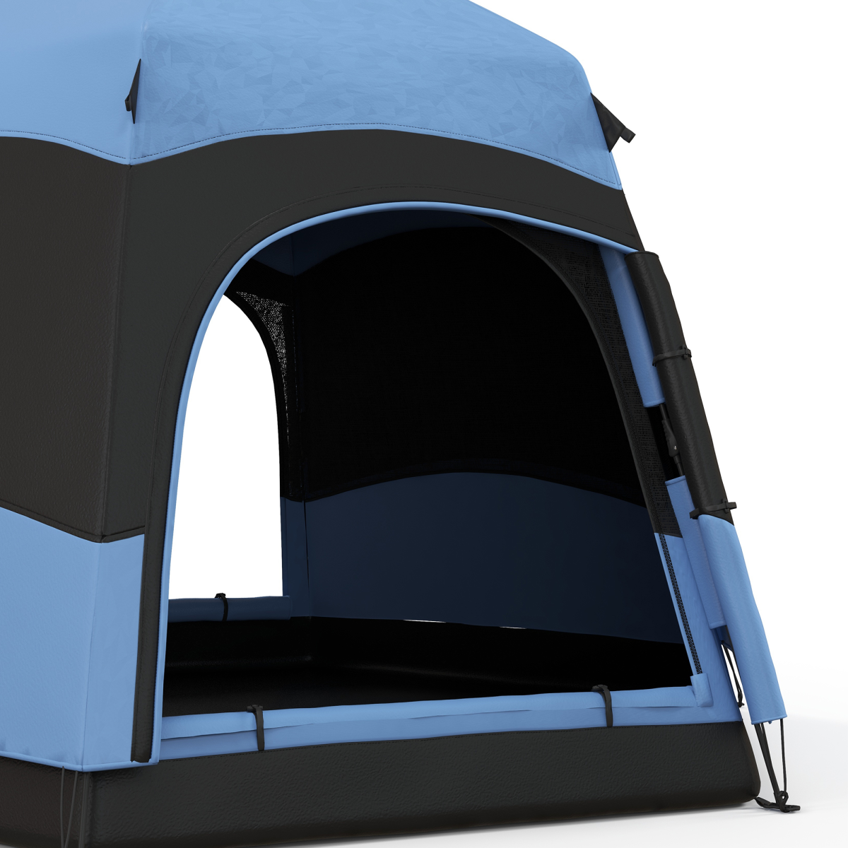 Outsunny 4 Person Pop Up Camping Tent, Water-Resistant, 2 Doors, Mesh Windows, Blue and Black