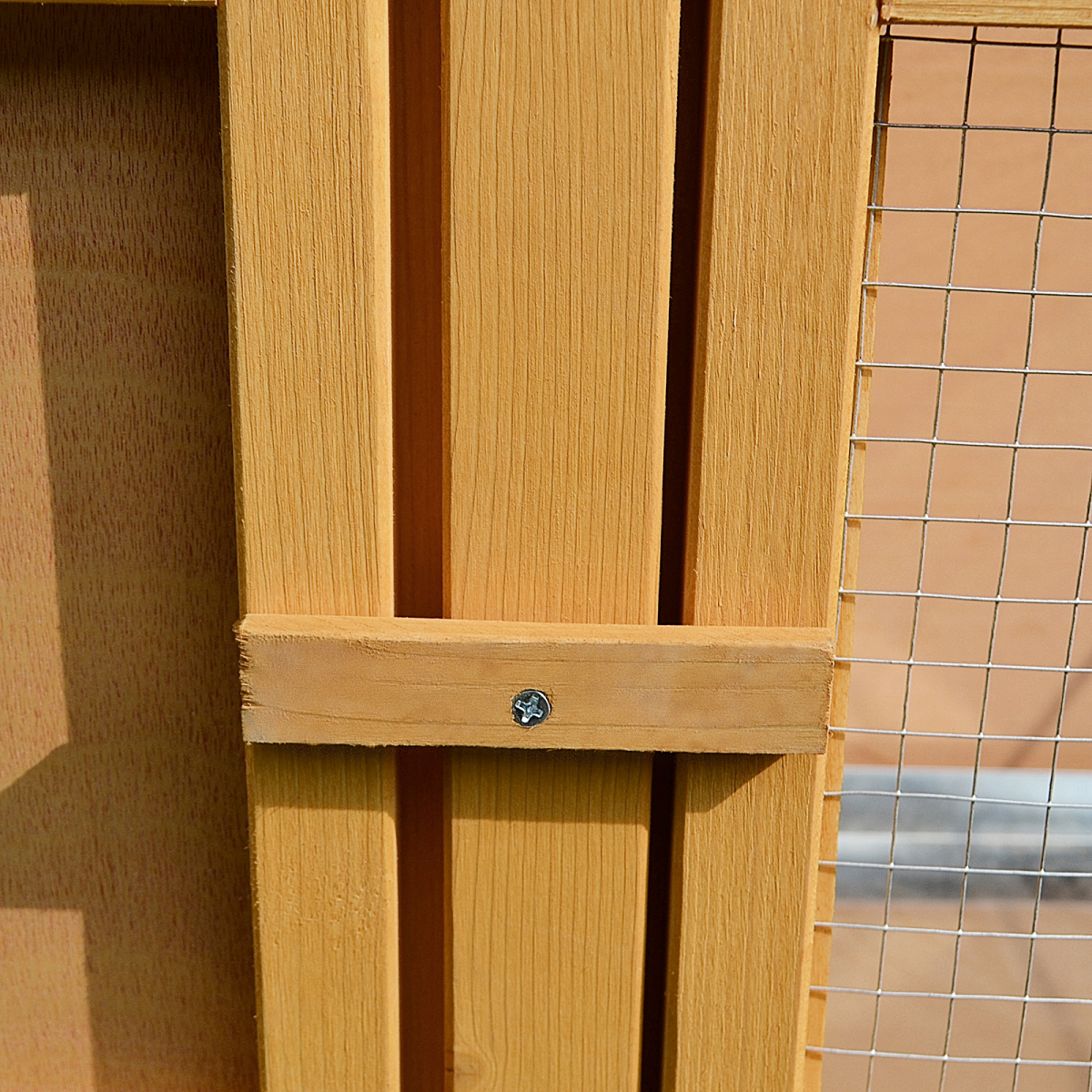 PawHut Wooden Rabbit Hutch Outdoor Bunny Cage with Hinged Top & Tray