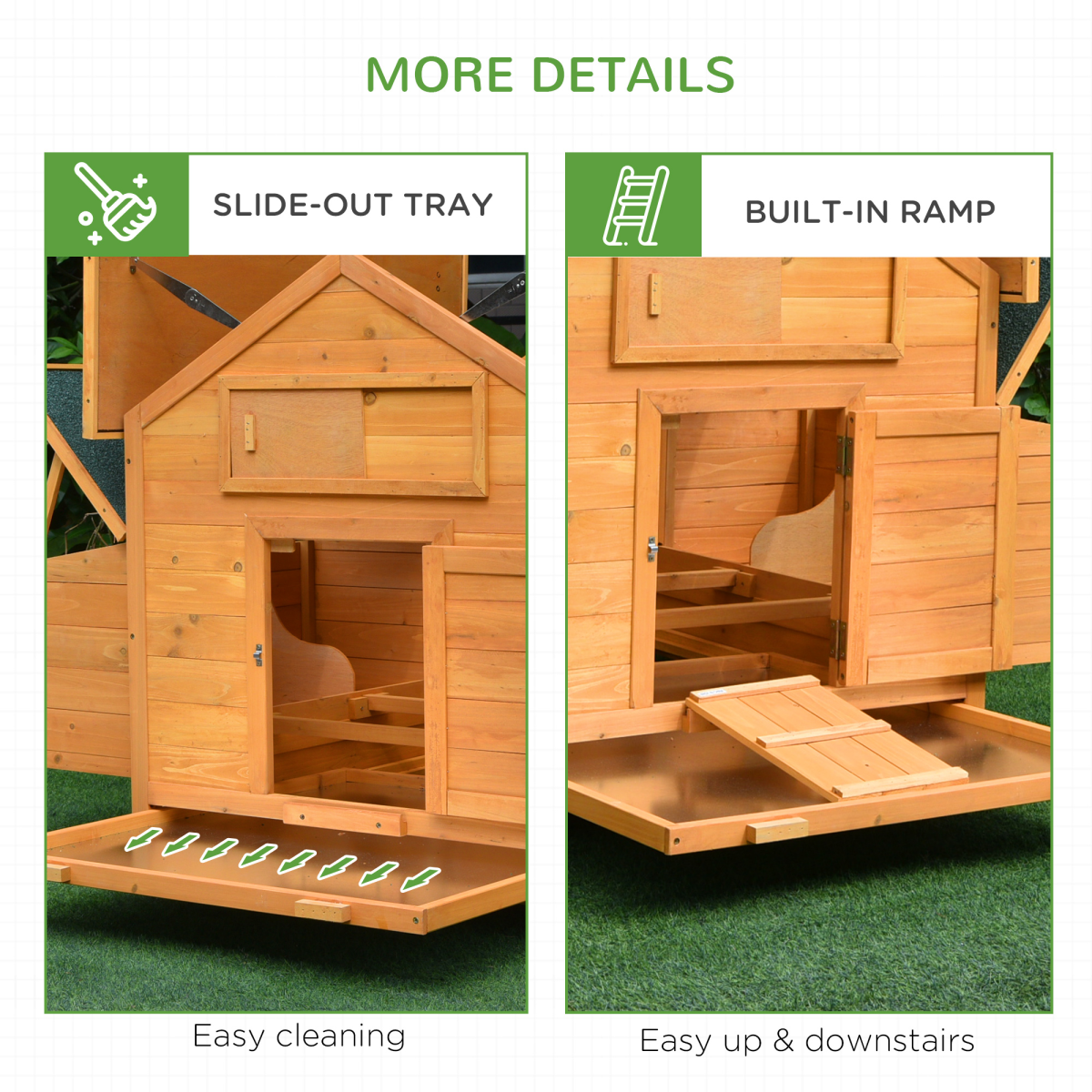 PawHut Outdoor Fir Wood Pet House with Nesting Boxes & Roof