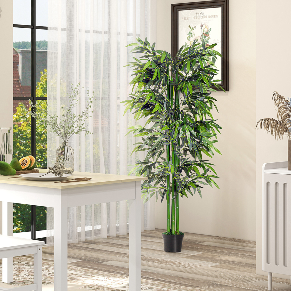 Outsunny Artificial Bamboo Tree Plant, 1.8m Green in Black Pot