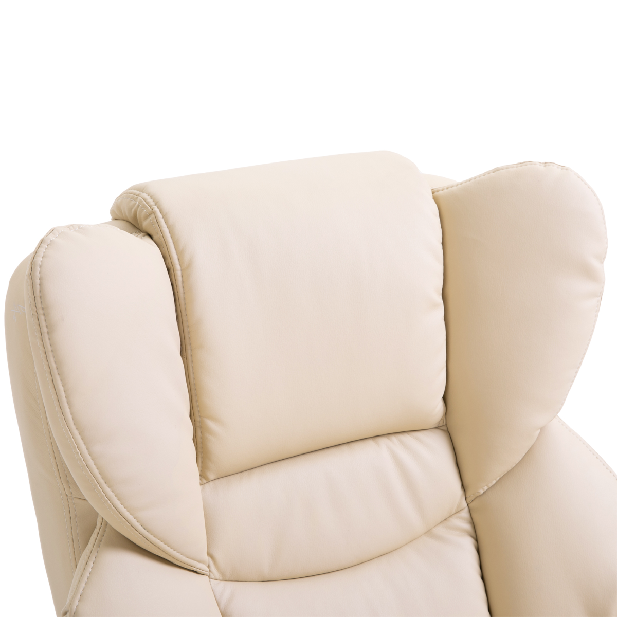 Cream PU Leather Swivel Recliner Armchair with Footstool