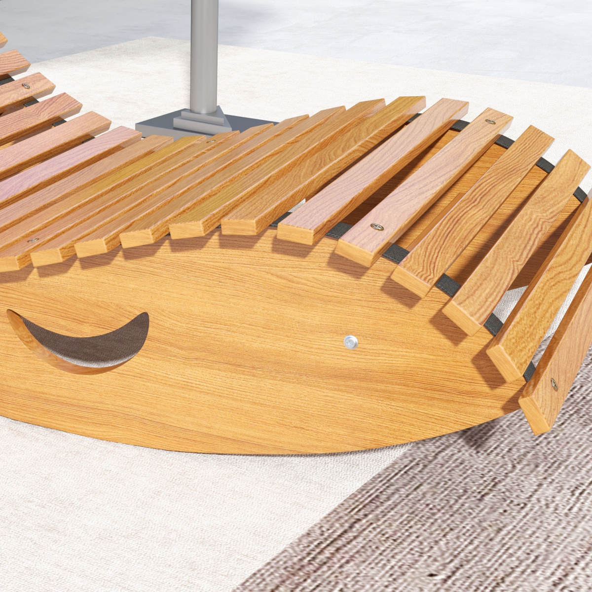 Outsunny Outdoor Wooden Rocking Chair with Slatted Seat, Teak