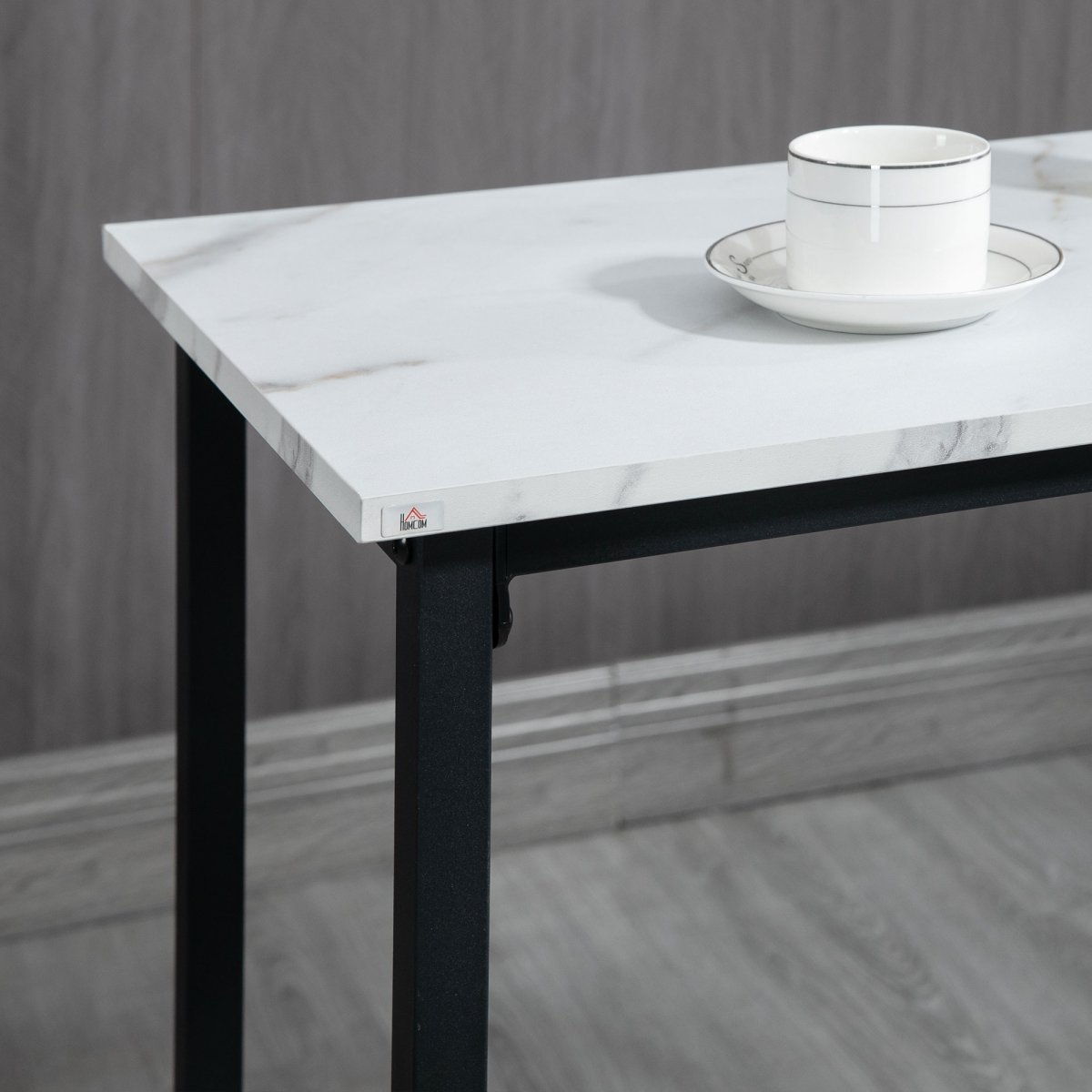 HOMCOM 3-Piece Bar Table Set for 2, Steel Frame, Footrest, White