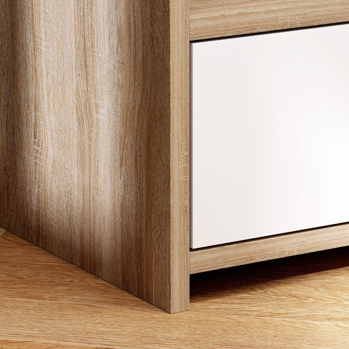 HOMCOM Bedside Table with Drawer and 3 Shelves, Natural Wood Effect