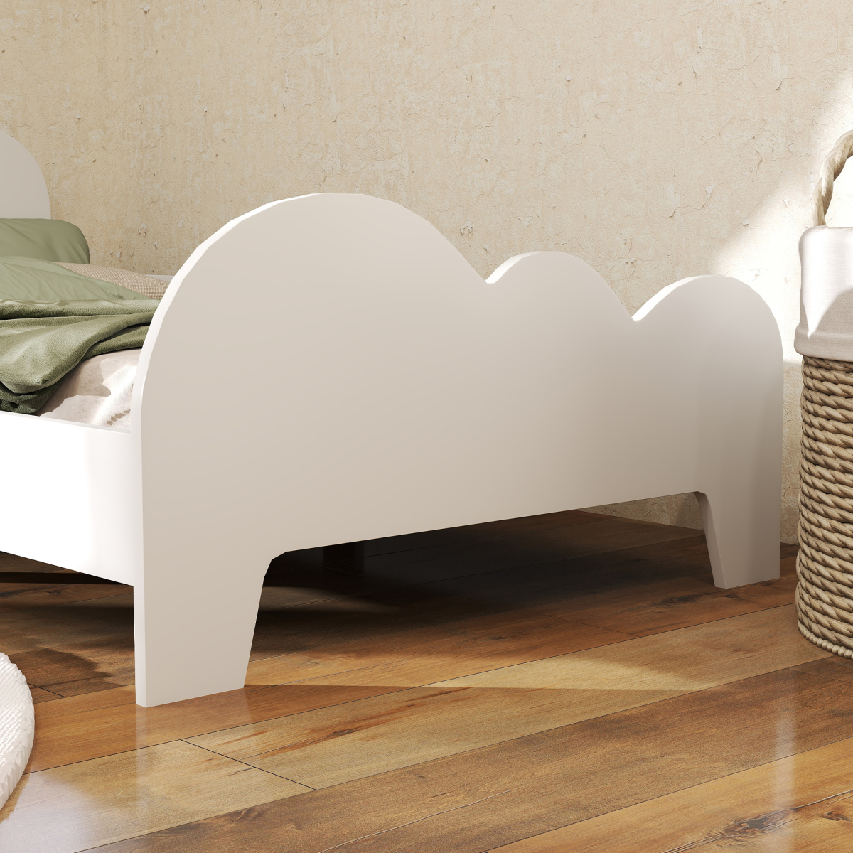 AIYAPLAY Cloud Toddler Bed with Safety Rails, White