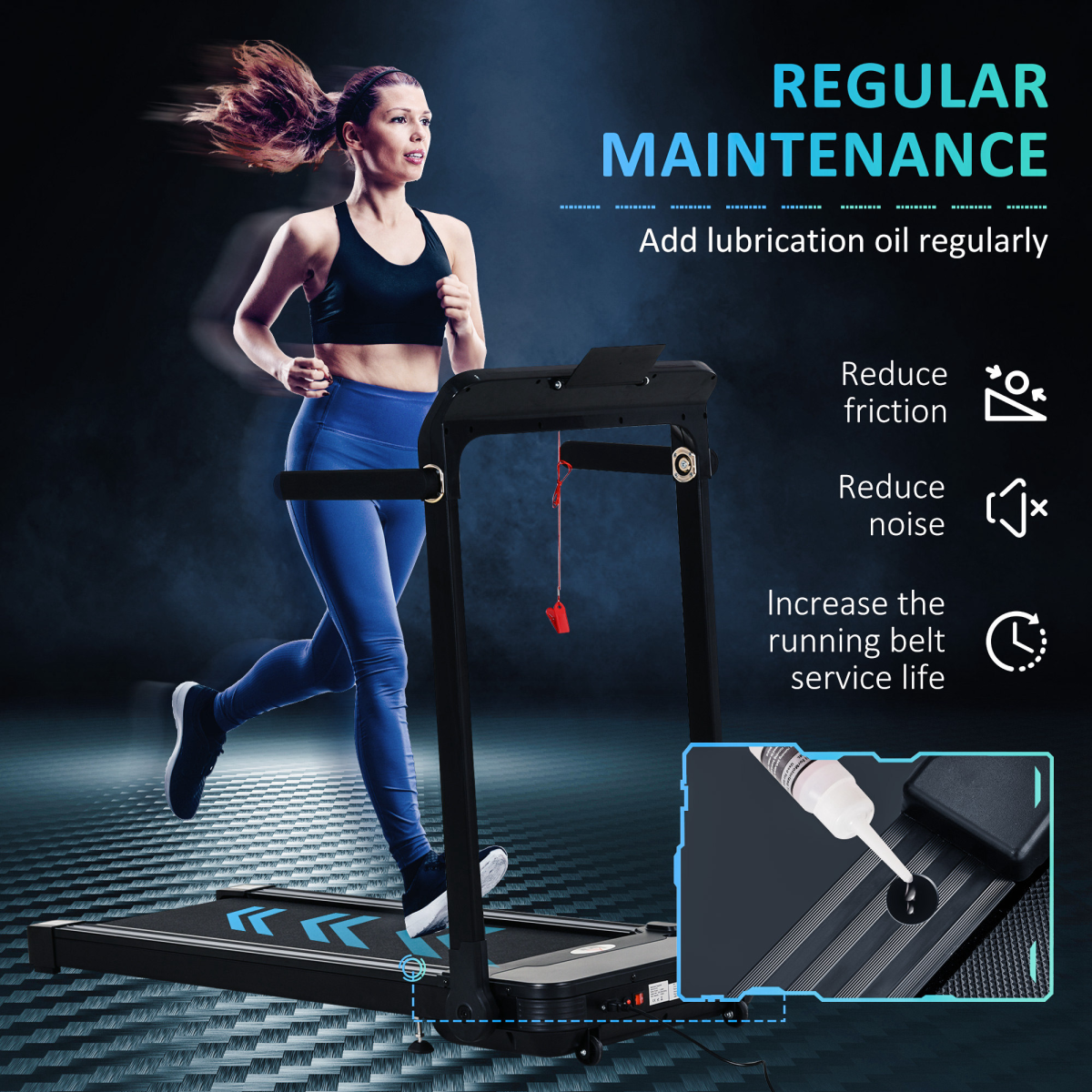 HOMCOM Foldable Electric Treadmill 1.85HP 12km/h LED Screen Safety Lock Black