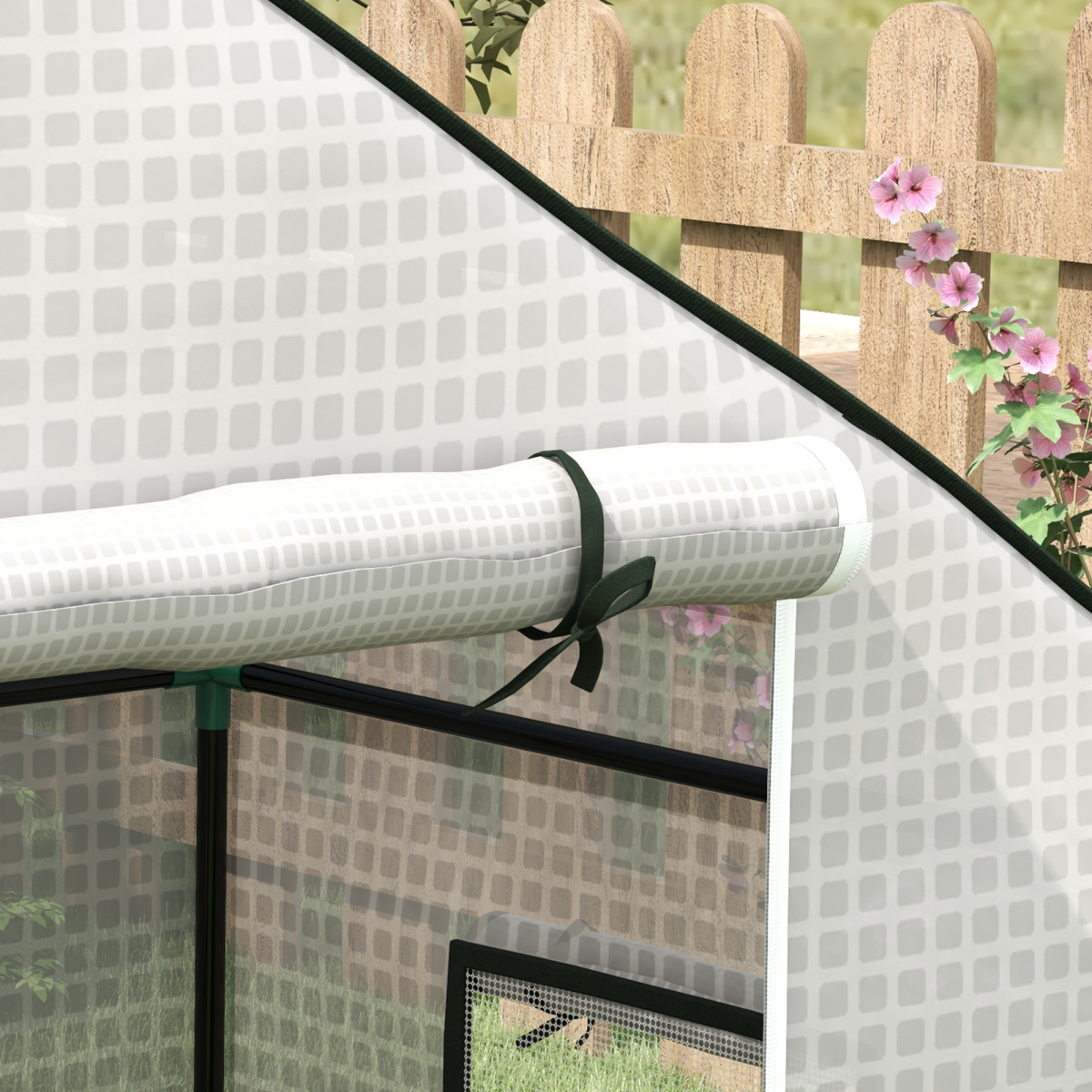 Outsunny PE Greenhouse Cover Replacement with Door and Mesh Windows, White, for SKU 845-511, 845-944V00WT